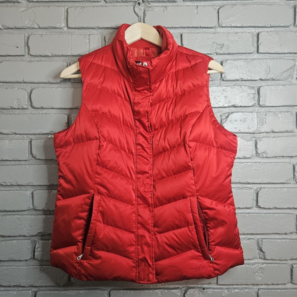 Eddie Bauer Women Quilted Goose Down Puffer Vest EB550 Fill Power L Red Gorpcore